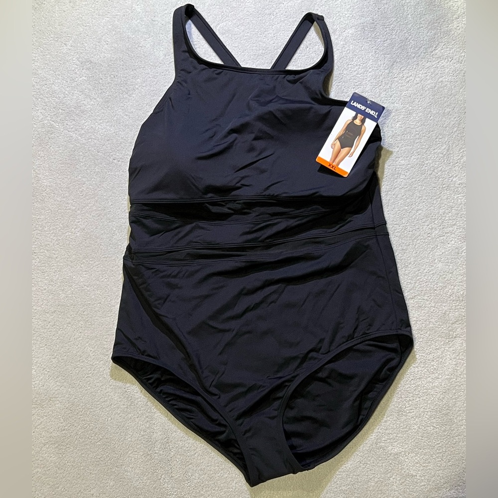 Lands' End Black One-Piece Swimsuit